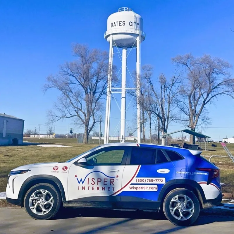 Street scene in Bates City, Missouri, a Wisper community